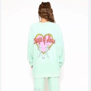 Boys Lie “change of heart” mint terry pullover crew neck oversized sweater OS